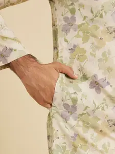 Manyavar Men Floral Printed Thread Work Kurta