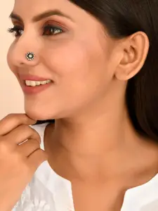 NAMAN ARTS Mahi Silver-Plated Oxidised Necklace Jewellery Set