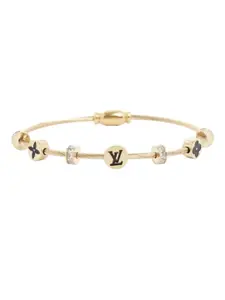 V FASHION JEWELLERY Gold Plated Stone Studded Bracelet