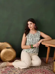 Sangria Ethnic Motifs Printed Sleeveless Top