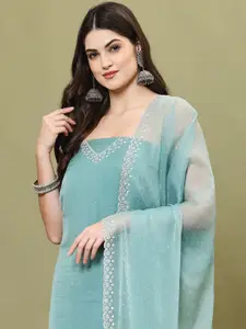 Meena Bazaar Embellished Art Silk Unstitched Dress Material