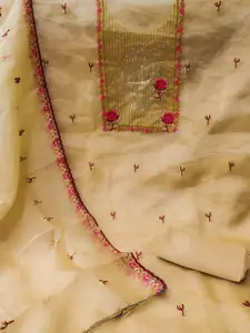 Maroosh Floral Embroidered Sequinned Organza Unstitched Dress Material