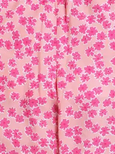 taffykids Girls Halter Neck Smocked Linen Crop Top With Printed Trousers