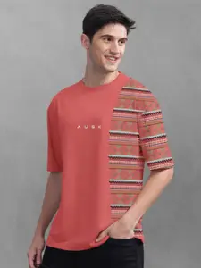 AUSK Men Abstract Printed Oversized T-shirt