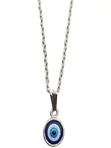 UNIVERSITY TRENDZ Men Silver-Plated Evil Eye Pendant With Chain