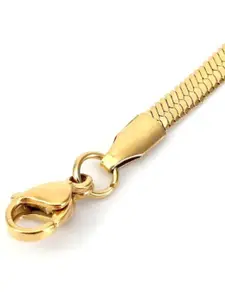 DressBerry Stainless Steel 18K Gold-Plated Stone Studded Snake-Charm Pendant With Chain