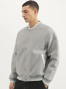 United Colors of Benetton Men Stand Collar Solid Casual Bomber Jacket