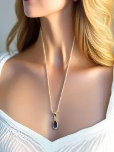 UNIVERSITY TRENDZ Silver-Plated Stone Studded Contemporary Pendant Chain