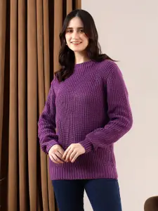 Stylecast X Kotty Women Self Design Cable Knit Pullover Sweater