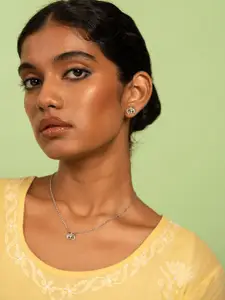 SHAYA 925 Sterling Silver Haathi Motif Oxidised Necklace