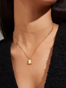 Yinara Gold-Plated Stainless Steel Square Shaped Pendant Chain