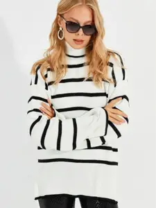 LULU & SKY Women Striped Longline Pullover