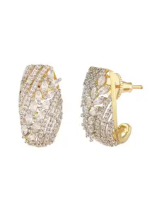 Voylla Gold Plated American Diamond Studded Contemporary Studs Earrings