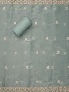 Koskii Floral Embroidered Zari Unstitched Dress Material