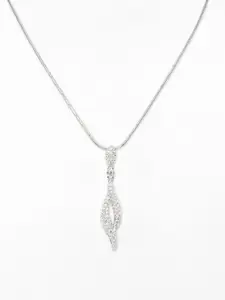 DIAVO 925 Sterling Silver Rhodium-Plated Cubic Zirconia Contemporary Pendant