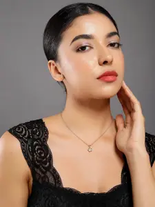 DIAVO 925 Sterling Silver Rose Gold-Plated Star Shaped Cubic Zirconia Pendant