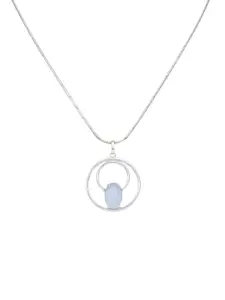 DIAVO 925 Sterling Silver Rhodium-Plated Oval Pendants