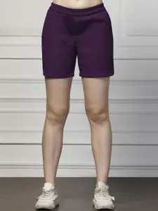 Moda Rapido Purple Textured Casual Cotton Blend Shirt & Inner With Shorts