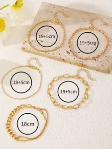 Jewels Galaxy Set Of 5 Gold-Plated Link Bracelets