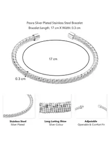 Peora Men Silver-Plated Stainless Steel Kada Bracelet