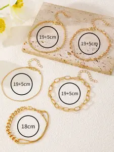 Jewels Galaxy Set Of 5 Gold-Plated Wraparound Bracelet