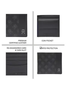 Tommy Hilfiger Men Printed Leather Two Fold Wallet