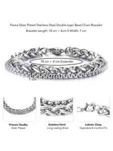 Peora Men Silver-Plated Stainless Steel Openable Link Bracelet