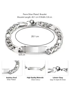Peora Men Silver-Plated Stainless Steel Openable Link Bracelet