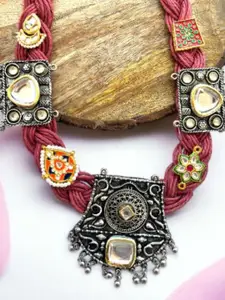 VIVAZS 22KT Gold Plated Kundan Studded Crochet Necklace