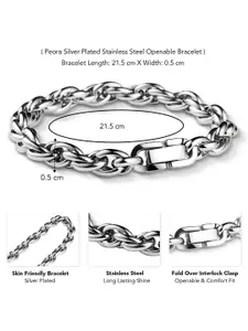 Peora Men Silver-Plated Stainless Steel Link Bracelet