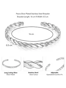 Peora Men Silver-Plated Stainless Steel Kada Bracelet