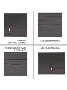 Tommy Hilfiger Men Brand Logo Textured Leather Two Fold Wallet