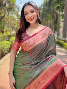 Mitera Ethnic Motifs Zari Silk Blend Saree