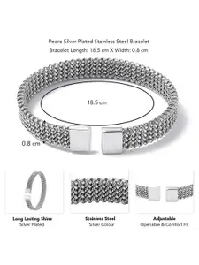 Peora Men Silver-Plated Stainless Steel Kada Bracelet