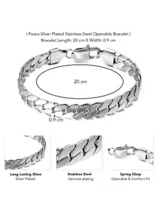 Peora Men Silver-Plated Stainless Steel Link Bracelet