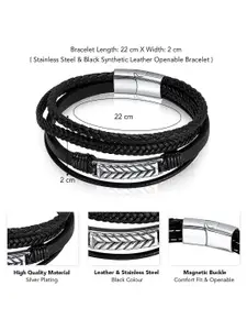 Peora Men Silver-Plated Stainless Steel Wraparound Bracelet