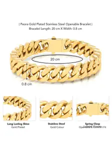 Peora Men Gold-Plated Stainless Steel Link Bracelet