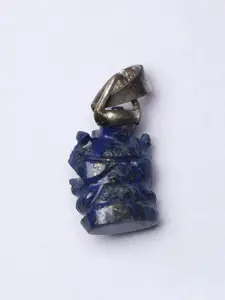 Exotic India Lapis Lazuli Gemstone Bhagawan Ganesha Sterling Silver Pendant