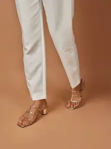 CAI Strapped up gold heels