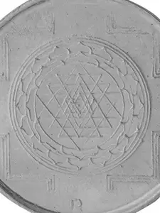 Exotic India Goddess Vaishnavi with Her Yantra on Reverse Sterling Silver Pendant