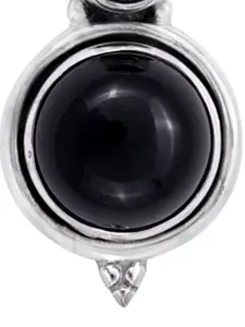 Exotic India Black Onyx Gemstone Stylish Sterling Silver Pendant