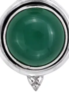 Exotic India Green Onyx Gemstone Stylish Sterling Silver Pendant
