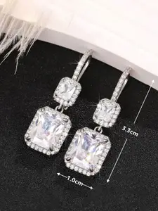 Jewels Galaxy Silver Plated American Diamond Drop Earrings