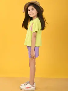 Anthrilo Girls Printed T-shirt with Shorts