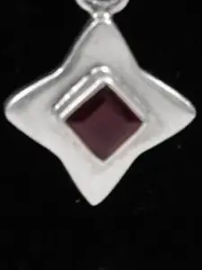 Exotic India Faceted Garnet Gemstone Sterling Silver Small Pendant