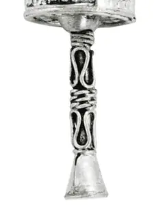 Exotic India Tibet Buddhism Surangama Mantra with Garnet Stone Sterling Silver Pendant