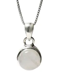 Exotic India Small Rainbow Moonstone Sterling Silver Pendant