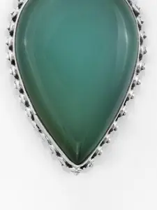 Exotic India Green Onyx Gemstone Stylish Sterling Silver Pendant