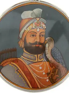 Exotic India Sterling Silver-Plated Guru Gobind Singh Circular Pendant