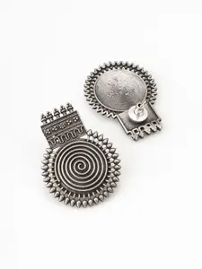 aadita Silver-Plated Geometric Drops Earrings